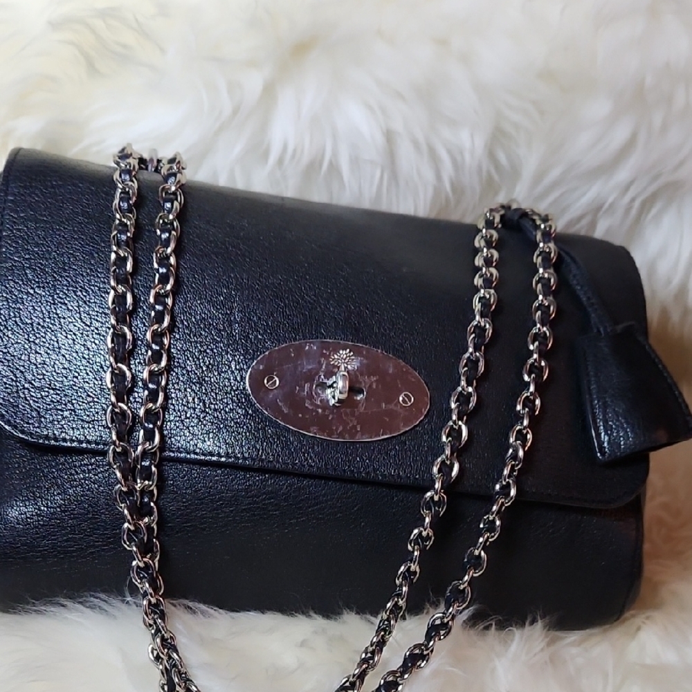 Mulberry Midnight Black Shoulder Bag with Silver Chain
